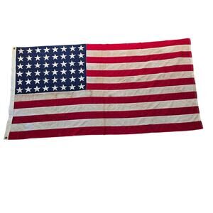 Vintage 48 Star United States Flag Large 78" x 39" 6.5 ft x 3.25 ft Linen (?)